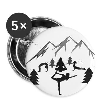 Shiva avec 3 yoginis - Lot de 5 petits badges (25 mm) - blanc - Devant