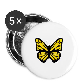 gelber Schmetterling - Buttons klein 25 mm (5er Pack) - Weiß - Vorne