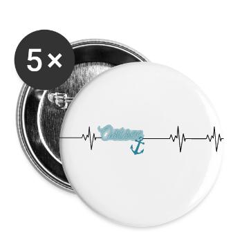 Heartbeat Baltic Sea / anchor - Buttons small 1''/25 mm (5-pack) - white - Front