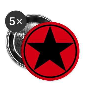 Etoile noire sur fond rouge Pentagramme . - Lot de 5 petits badges (25 mm) - blanc - Devant