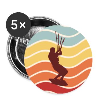 Retro Kitesurfen Vintage Kiteboarding Kite Kiten - Buttons klein 25 mm (5er Pack) - Weiß - Vorne