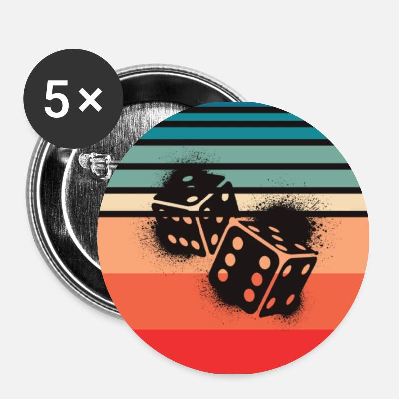 Retro Vintage Board Game - Buttons small 1''/25 mm (5-pack) - white