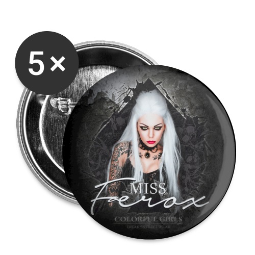 Miss Ferox - black spades queen - Buttons klein 25 mm (5er Pack)