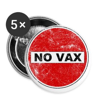 novax No Vax, covid virus vaccine pandemic ban - Buttons small 1''/25 mm (5-pack) - white - Front