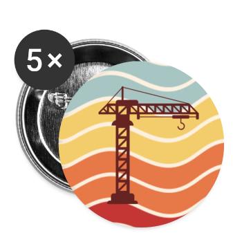 Retro Crane Construction Crane Vintage Crane Driver Crane Operator - Buttons small 1''/25 mm (5-pack) - white - Front