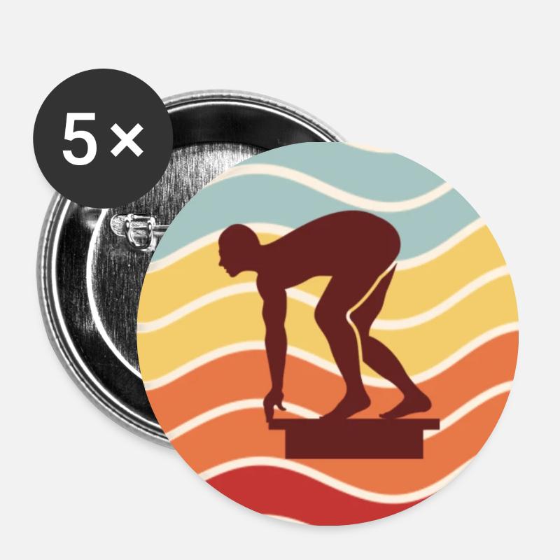 Schwimmen Schwimmer - Buttons klein 25 mm (5er Pack) - Weiß