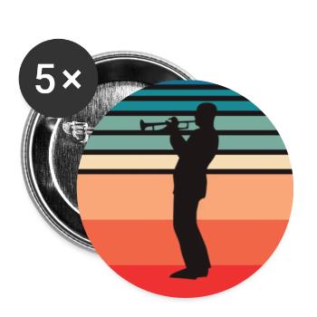 Trompette Rétro Trompette Vintage Trompette - Lot de 5 petits badges (25 mm) - blanc - Devant