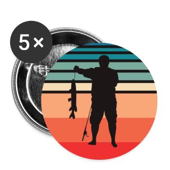 Retro Angler Fishing Vintage Fisherman Fishing - Buttons small 1''/25 mm (5-pack) - white - Front