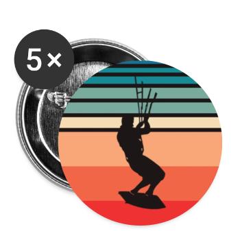 Retro Kitesurfing Vintage Kiteboarding Kite Kite Kiten - Buttons small 1''/25 mm (5-pack) - white - Front