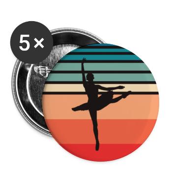 Ballet Ballerina Ballet Dancer - Buttons small 1''/25 mm (5-pack) - white - Front