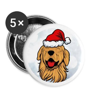 Golden retriever - Lot de 5 petits badges (25 mm) - blanc - Devant