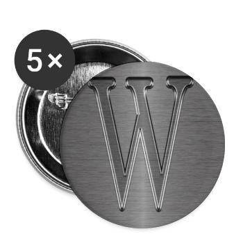 Monogramm W - Buttons klein 25 mm (5er Pack) - Weiß - Vorne