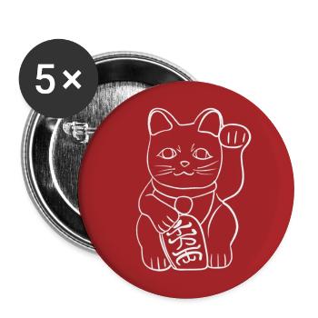 Glückskatze Maneki-neko - Buttons klein 25 mm (5er Pack) - Weiß - Vorne