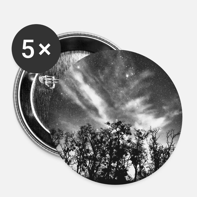 Sterne im Wald - Buttons klein 25 mm (5er Pack) - Weiß