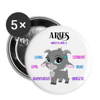 Filles bébé Bélier signe du zodiaque - Lot de 5 petits badges (25 mm) - blanc - Devant