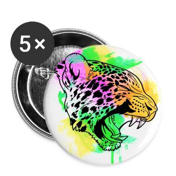 A Beautiful and Fun Watercolor Leopard Design - Buttons small 1''/25 mm (5-pack) - white - Front