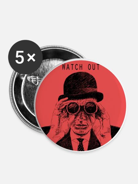 watch out - Buttons klein 25 mm (5er Pack) - Weiß