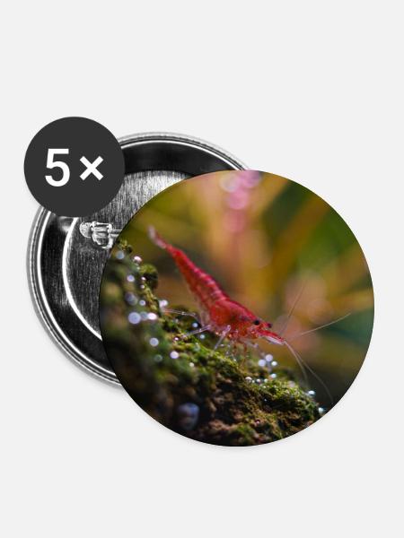 Rote Garnele - Buttons klein 25 mm (5er Pack) - Weiß