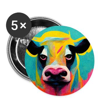 Drôle de vache Pop Art Abstrait - Lot de 5 petits badges (25 mm) - blanc - Devant