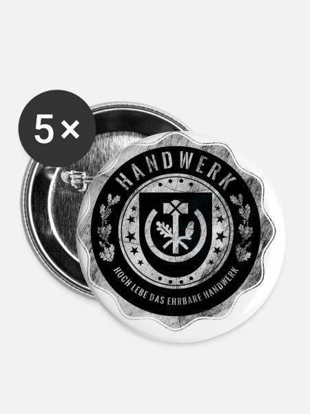 Handwerk, Handwerkerwappen - Buttons klein 25 mm (5er Pack) - Weiß