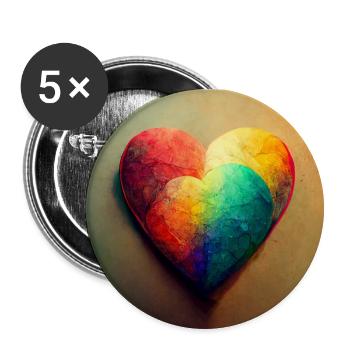 Cœur aux couleurs de l’arc-en-ciel - Lot de 5 petits badges (25 mm) - blanc - Devant