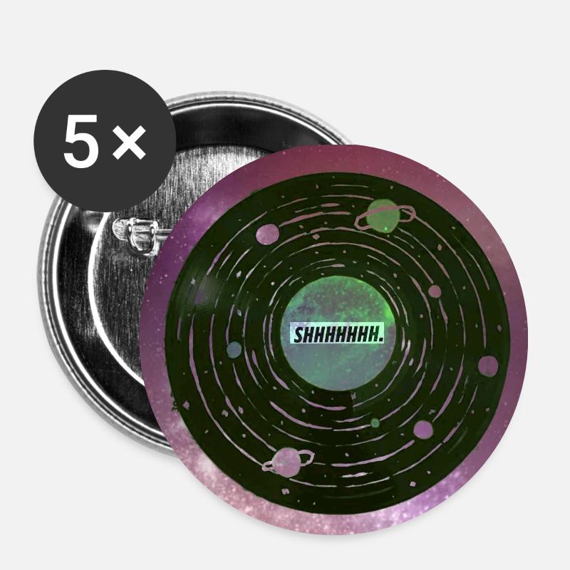 La musique dans l’espace - Lot de 5 petits badges (25 mm) - blanc