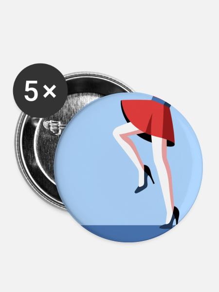 Tanzende Frau - Buttons klein 25 mm (5er Pack) - Weiß