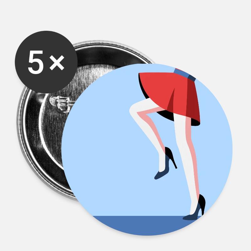 Tanzende Frau - Buttons klein 25 mm (5er Pack) - Weiß