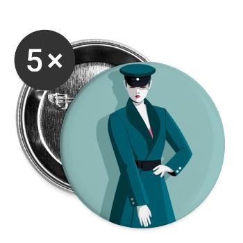 Femme en uniforme - Lot de 5 petits badges (25 mm) - blanc - Devant