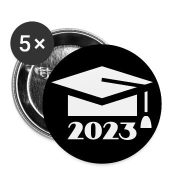 Graduation, Abi 2023, Diplom - Buttons klein 25 mm (5er Pack) - Weiß - Vorne
