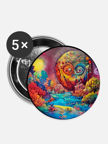 Kunstwerk eines Fantasielandes - Buttons klein 25 mm (5er Pack) - Weiß
