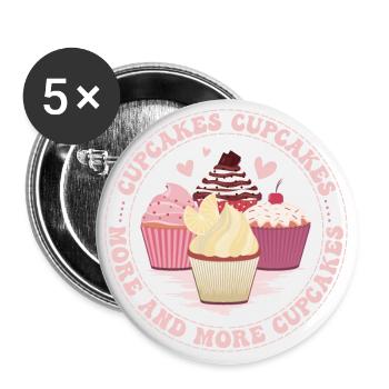 Cupcakes, More and More Cupcakes! - Buttons small 1''/25 mm (5-pack) - white - Front