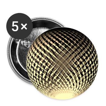 Elegante goldene Kugel in 3D-Optik - Buttons klein 25 mm (5er Pack) - Weiß - Vorne