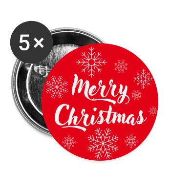 Frohe Weihnachten - Buttons klein 25 mm (5er Pack) - Weiß - Vorne
