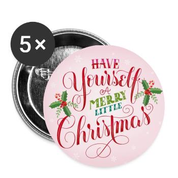Joyeux petit Noël - Lot de 5 petits badges (25 mm) - blanc - Devant