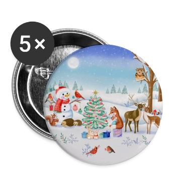 Christmas-Winter Fairy Tale - Buttons small 1''/25 mm (5-pack) - white - Front