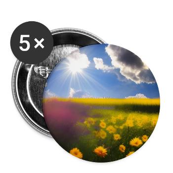 Fleurs jaune ciel bleu d’été - Lot de 5 petits badges (25 mm) - blanc - Devant