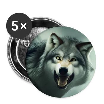 Wütender Wolf - Buttons klein 25 mm (5er Pack) - Weiß - Vorne