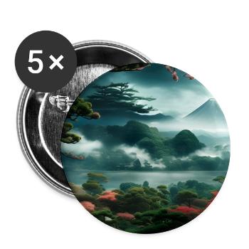 Friedliche japanische Natur - Buttons klein 25 mm (5er Pack) - Weiß - Vorne