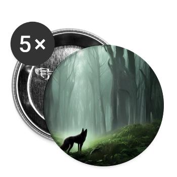 A lone wolf in a large forest - Buttons small 1''/25 mm (5-pack) - white - Front