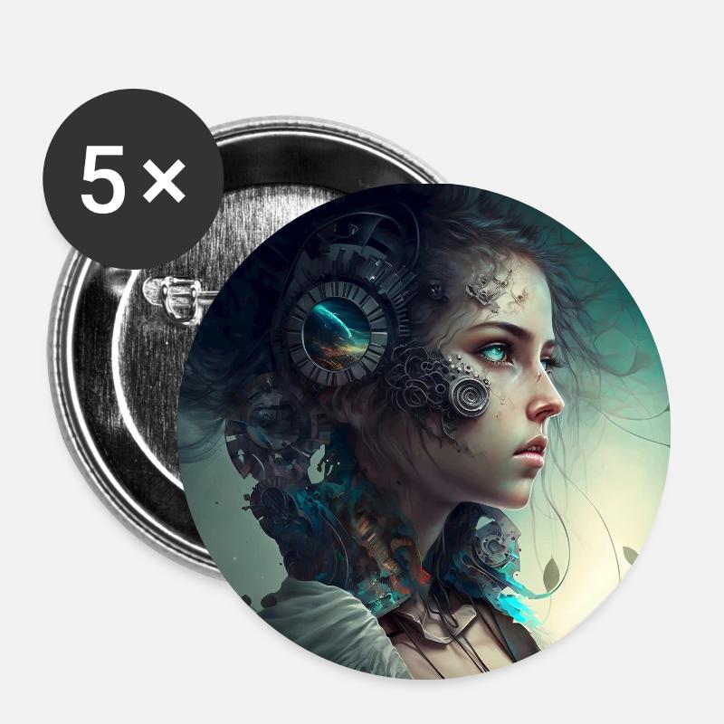 Grafikdesign Mädchen - Buttons klein 25 mm (5er Pack) - Weiß