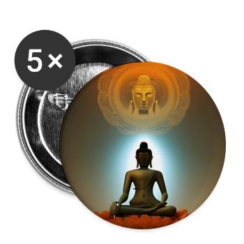 Statue de Bouddha - Lot de 5 petits badges (25 mm) - blanc - Devant