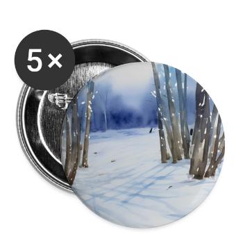 Winter Wald Aquarell Natur - Buttons klein 25 mm (5er Pack) - Weiß - Vorne
