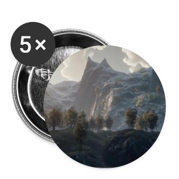 Wunderschöne Berglandschaft im Nebel - Buttons klein 25 mm (5er Pack) - Weiß - Vorne