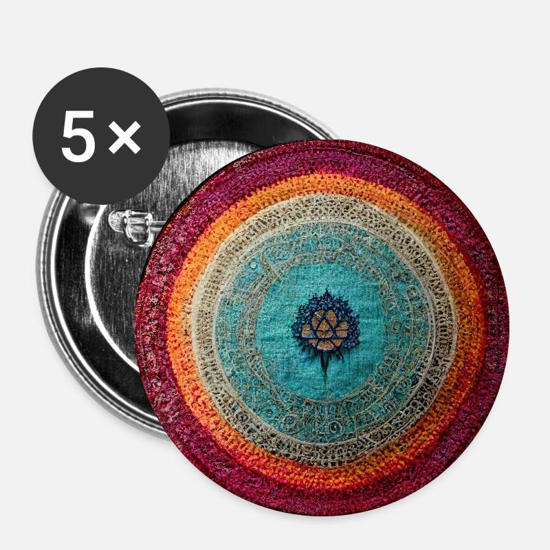 Boho Mandala Abstract - Buttons small 1''/25 mm (5-pack) - white