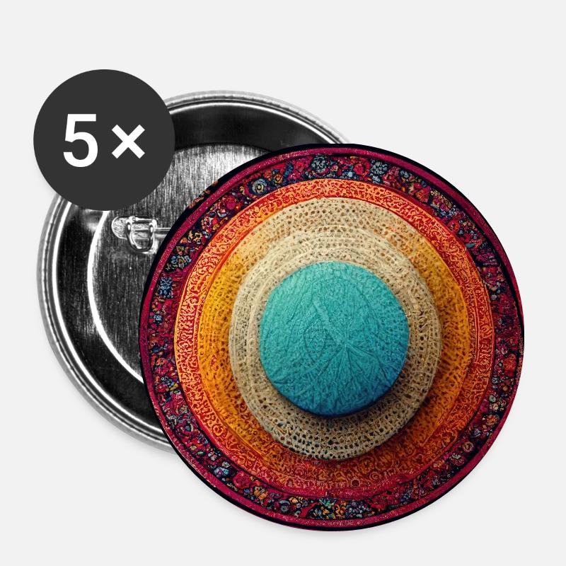 Boho Mandala Abstract - Buttons small 1''/25 mm (5-pack) - white