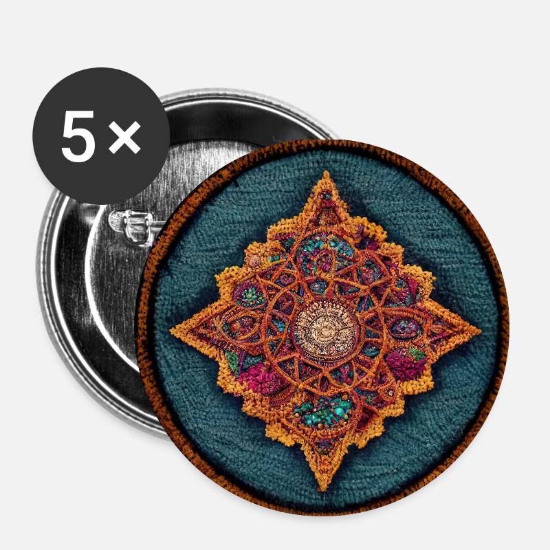 Boho Mandala Abstract - Buttons small 1''/25 mm (5-pack) - white