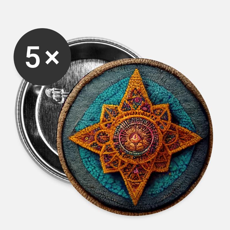 Boho Mandala Abstract - Buttons klein 25 mm (5er Pack) - Weiß