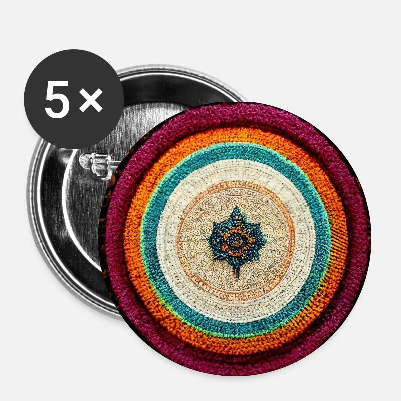 Boho Mandala Résumé - Lot de 5 petits badges (25 mm) - blanc
