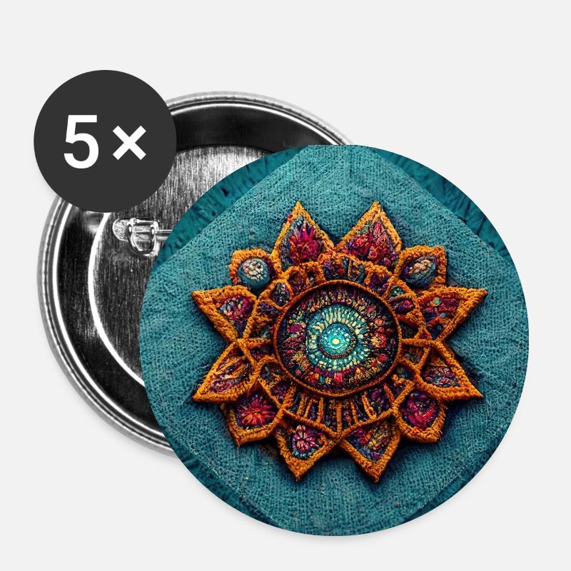 Boho Mandala Résumé - Lot de 5 petits badges (25 mm) - blanc